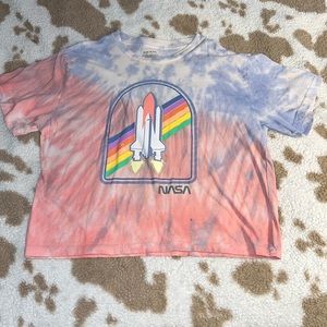 Pink blue tie-dyed, graphic NASA tee-shirt, girls medium